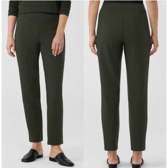 Eileen Fisher Pants - Eileen Fisher Washable Flex Ponte Slim Pants Women M Olive Green Pull-On Stretch